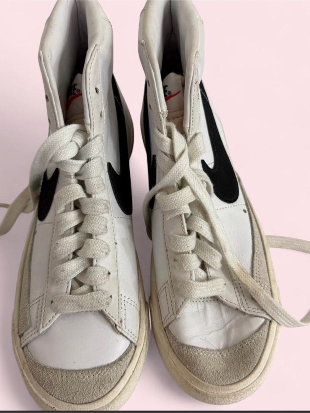 Nike Women’s White & Black High-Top Sneakers with Suede Toe